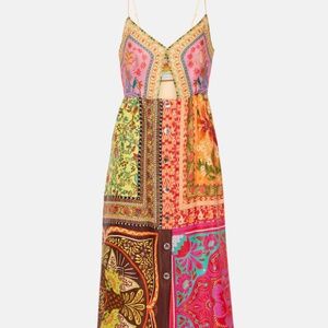 Multicolor Mixed Scarves Midi Dress NWT